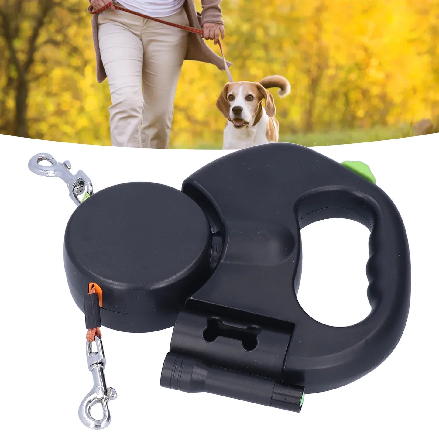 Retractable Double Dog Leash – No-Tangle Dual Leash for Two Dogs, Heavy Duty, Reflective, Comfortable Grip