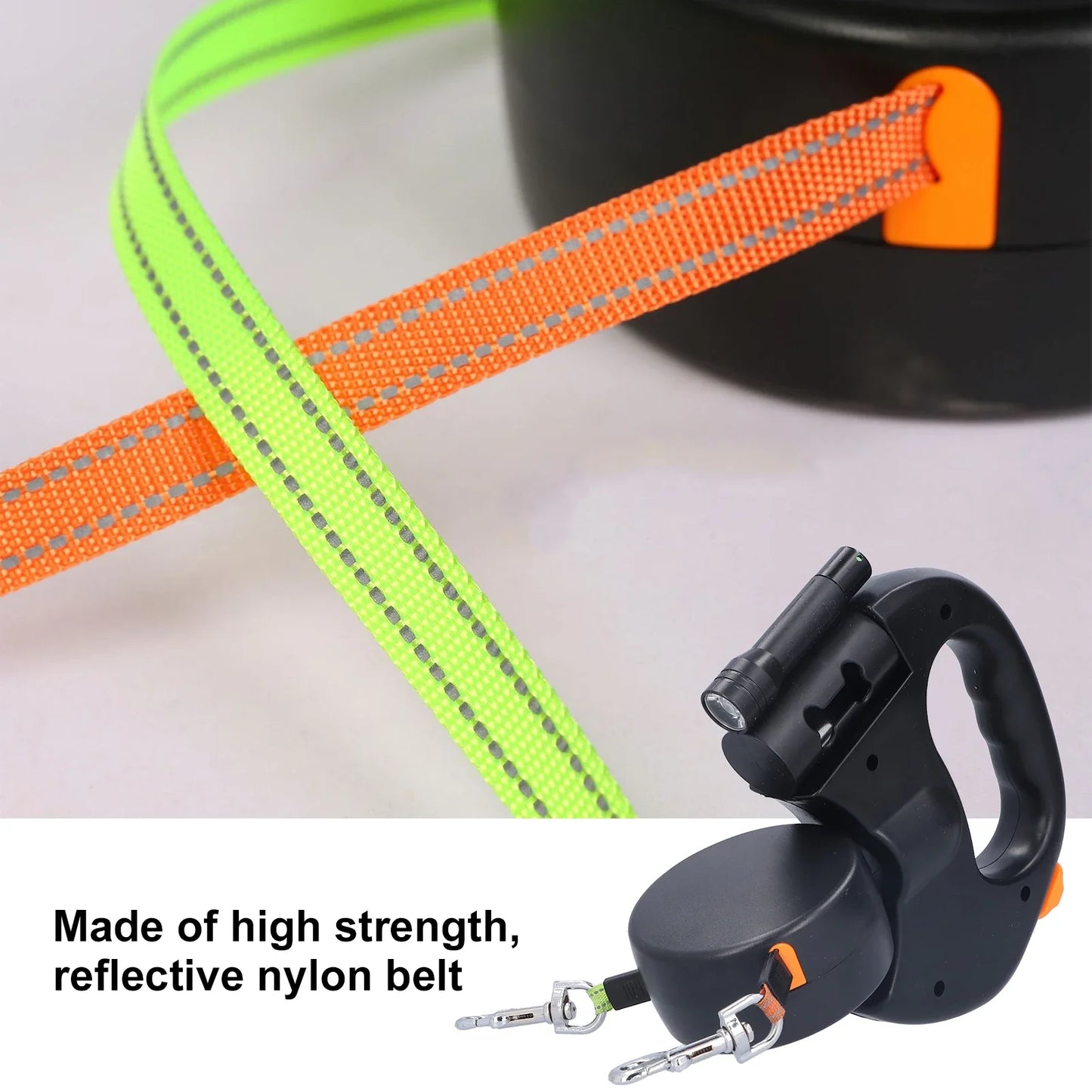 Retractable Double Dog Leash – No-Tangle Dual Leash for Two Dogs, Heavy Duty, Reflective, Comfortable Grip